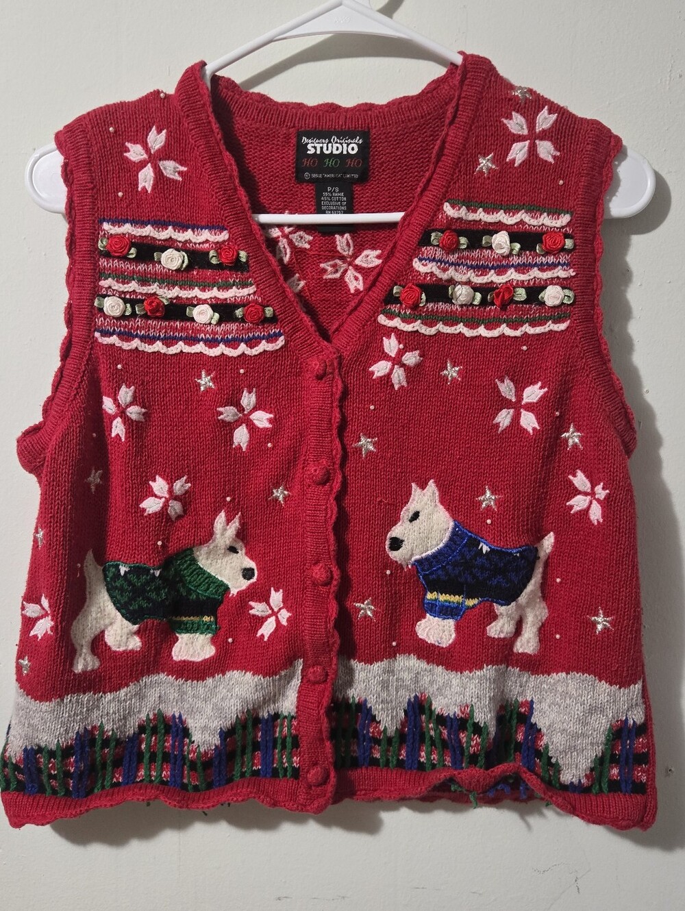 Vintage 90s/Y2K Designers Originals Studio “Ho Ho Ho” Christmas sweater vest